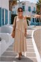 Women's V-Neck Strappy Long Pera Dress & Loose Short Sleeve Blouse Two-Piece Set - 4