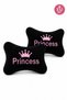 Princess Embroidered Thai Feather Car Neck Pillow Travel Neck Support Pillow Set of 2 Black
