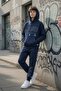 Navy Blue Boys' Hooded Jogger Tracksuit 2 Thread Track Suit 24613 - 3