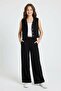 Black Girls' Stoned Zero-Sleeve Vest and Wide-Leg Pants Set 24708 - 4