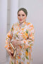 Orange Half Buttoned Sleeves Elastic Skirt Layered Dress - 2