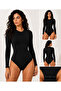 Women's Long Sleeve Hook-And-Eye Bodysuit - Soft Texture - 2