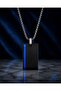 Stainless Steel Elite Design Blue Striped Black Men's Necklace - 2