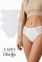 Cotton Lace Detailed Regular Waist Women's Panties White Color 3-Pack