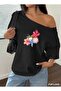 Sea Star Flower Printed Oversized Women's Boat Neck T-Shirt
