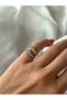 Steel inlaid zircon stone adjustable sparrow finger ring - 3