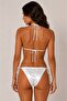 Women's Silvery White Triangle Bikini Set Drawstring Tie Adjustable Beach Bikini - 3