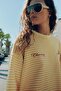 Oversize çizgili grafikli sweatshirt - 6