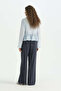 Bow-Tie Gathered Viscose Blouse - Light Blue - 4