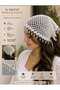 إكسسوار شعر مطرز يدويًا باللون الأبيض على شكل باندانا مزين بالخرز