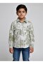 Boys Olive Abstract Printed Casual Shirt