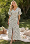 Green Women's Patterned Short Sleeve Dress