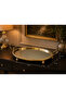 Oval Metal Glass Garden Mirror Decorative Coffee Table Presentation Stand Gold 56X37X11 - 4