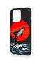 iPhone 13 Pro Compatible Red Sun Whale Pattern Silicone Case - 4
