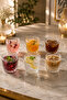 6-Piece Glass Cup with Handle, Patterned Mug, Soft Drink Glass, Cocktail Glass, 300ml - 3