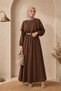 Women's Brown Waist Chain Belt Cape Detailed Premium Hijab Dress Nbelb015 - 5