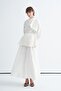 Women's Organic Cotton Shawl Collar Mobile Belt Skirted Blouse Ecru
