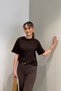 100% Cotton Short Sleeve Basic T-Shirt - Brown - 4