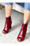 Happy Bordo Suede 10 cm Heel Summer Boots and Sandals - 4
