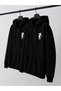 New Season 2026 Kangaroo Pocket Hooded Basketball Silhouette 2-Piece Black-Grey Jacket - 3