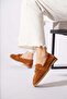 Ropes Medium Buckle Genuine Leather Ballerina Women's Shoes Tan Suede - 3