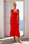 Narçiçeği Double-Breasted Collar Sleeveless Robe with Elastic Shoulder Gatherings Casual Muslin Long Woven Dress 120 52