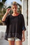 Italian Black Pool Collar 3/4 Sleeve Lined Sequined Casual Silk Woven Blouse 77 70 - 5