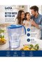 2.3L Water Filter Jug Blue BPA Free Filter Pitcher with Bi Flux Cartridge Chlorine Removal Limescale Reduction Odor Improvement Fast Filtration Fridge Friendly Design Reusable Eco Friendly Drink - 4