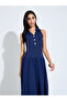 Navy Blue Drop Waist A-Line Midi Dress - 2