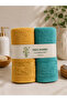 Set of 2 100% Bamboo Bath Towels Mustard-Turquoise (65X130 cm)