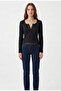 Women'S, Black Color, Front Placket & Snap Fasteners, Fitted/Cut-To-Fit Ribbed Camisole Fabric, Stretchy Knitted Blouse