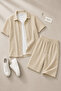 Premium Wrinkled Fabric Short Sleeve Shirt - Trouser Set Lycra Unisex Women's and Men's Set - 3