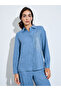 Blue Relaxed Shirt and Straight Leg Pants Modest Set - 3