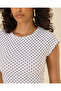 Women White Polka Dot Fitted T-Shirt - 4