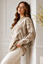Zigzag Patterned Knitwear Tunic R7187 Beige - 3