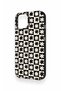 iPhone 15 Compatible Floral Motif Checkered Pattern Silicone Case - 4