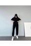 Women's Black Bottom Top Jogger And Oversize Tshirt Tracksuit Set - 2