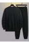 Men's Black Paris Printed Cycling Jacket Jogger Set - 2