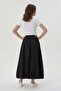 Black Girl's Basic Balloon Skirt with Stripes on the Sides 24021 - 6