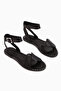 Juliette Genuine Leather Black Women's Sandals - 3
