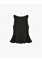 Crepe Scuba Fabric Bowknot Boat Neck Sleeveless Peplum Blouse - 3