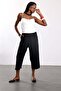Black Elastic Waist Loose Cut Trousers 30285 - 2