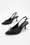 129-2727 Satin Buckle Bow Detailed 7 cm Heel Height Women's Shoes - 7