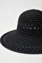 Women's Black Natural Straw Fedora Hat |   Stylish Model Suitable for Summer Beach Use - 2
