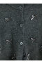 Anthracite Bow Embroidered Women's Knitwear Cardigan - 6