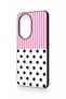 Honor 200 5g Compatible Pink Striped Polka Dot Patterned Silicone Case - 3
