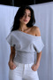 100% Cotton Bele Open Shoulder Fleeced Flexible Crop Top Blouse