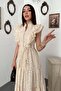 Women's Brown Ruffled Buttoned Dress - 3