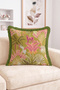 Tropical Leaf and Pink Panther Figured Fringed Throw Pillow Cover Patchwork Retro Decorative Pillow Cover