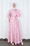 Shawl Pattern Half Buttoned Modal Patterned Dress Pink 7014 - 6